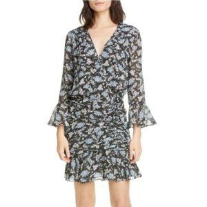 NWT VERONICA BEARD Sean Floral Print Silk Mini Dress Black Multi Size 6 $595